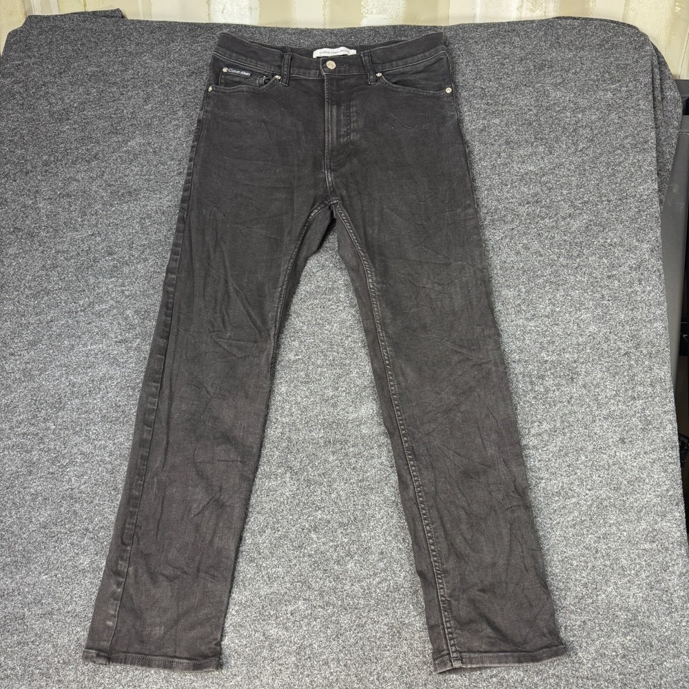 Calvin Klein Straight Leg Jeans Men 32x30 Gray Denim Cotton Streetwear 5-Pockets